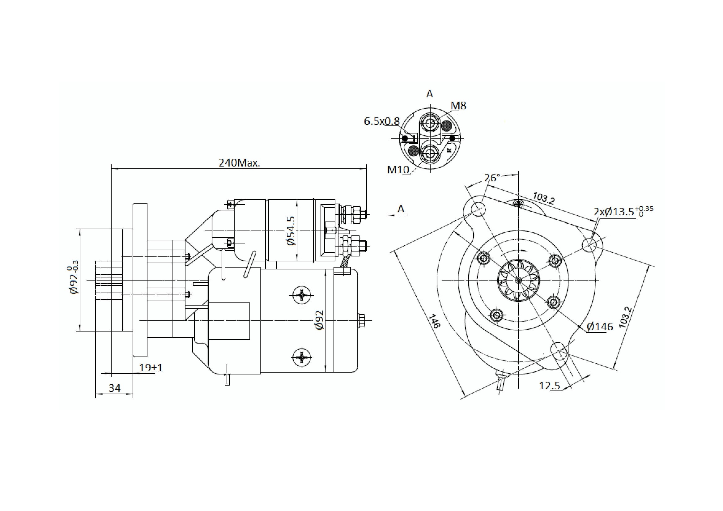 Rozrusznik z reduktorem typu Magneton Case Ford New Holland 9142765 Elmot