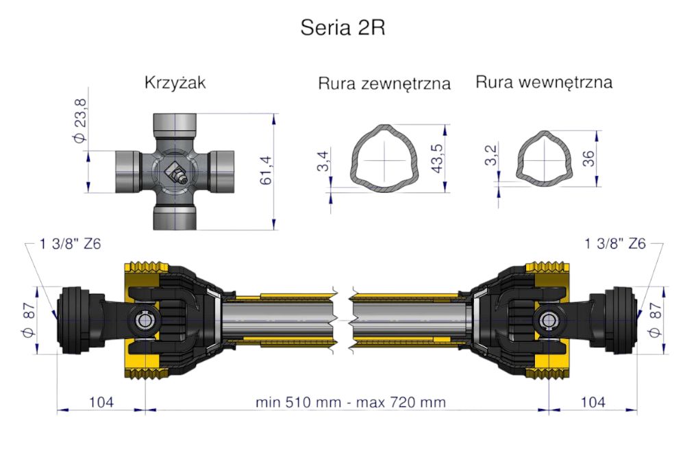 WAŁ PRZEGUBOWY-TEL 510-720MM 270NM WARYŃSKI