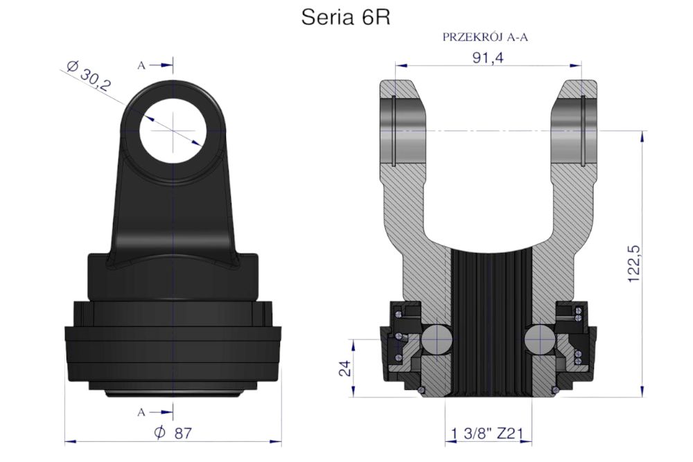 WIDŁAK Z PIERŚCIENIAMI 1 3/8 Z21 30.2X91.4 SERIA 6R CE2020 WARYŃSKI
