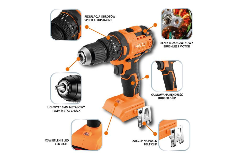 WIERTARKO-WKRĘTARKA UDAROWA BEZSZCZOTKOWA ENERGY+ 18V, UCHWYT 13MM, COMPACT, BEZ AKUMULATORA