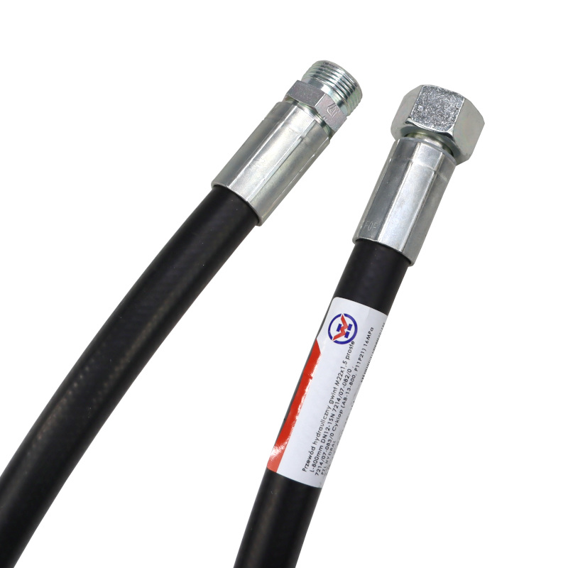 Przewód wąż hydrauliczny gwint M22x1,5 proste L-800mm DN12-1SN 7214/07-082/0 , 7214/07-083/0 Cyklop (AB-13-800, P11P21) 16MPa PZL HYDRAL