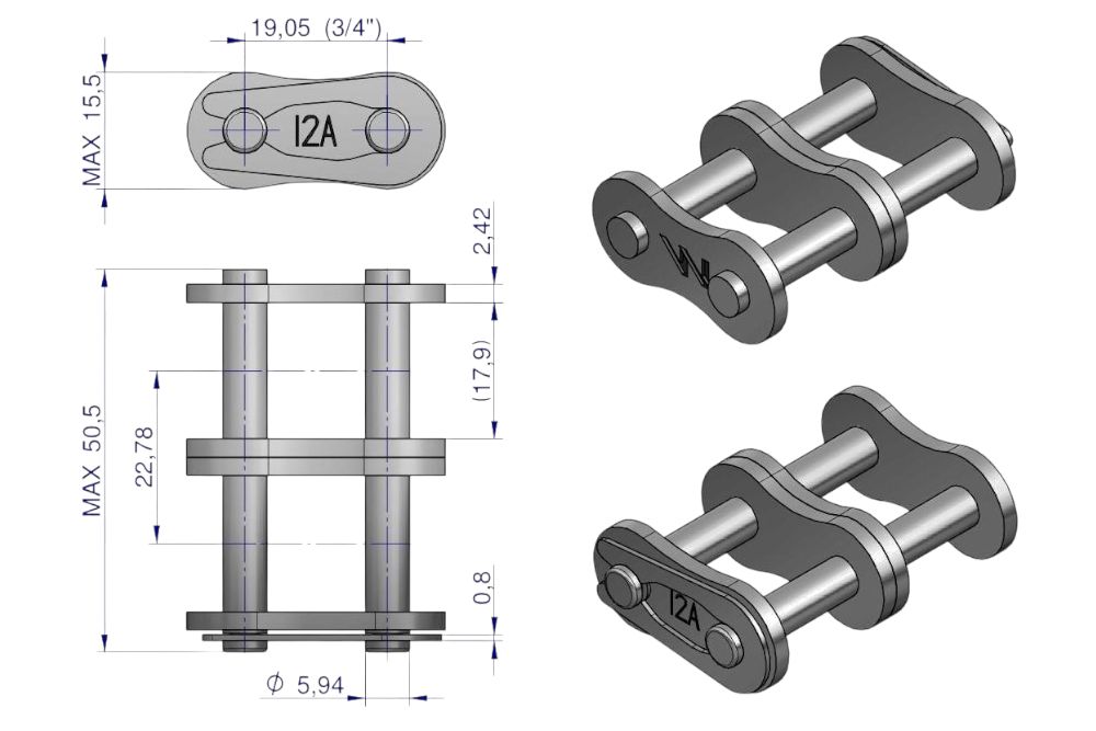 ZAMEK ŁAŃCUCHA  Z12A2 A60 R2 3/4 WARY