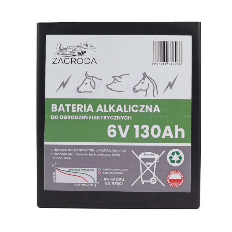 Bateria alkaLiczna ,akumulator 130Ah 6V do elektryzator pastuch ZAGRODA