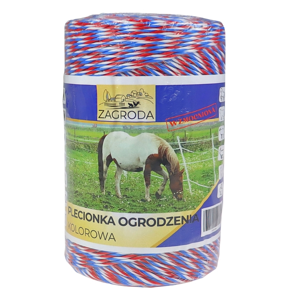 Plecionka ogrodzenia elektryzatora pastucha 3 x 0.2mm odporna na UV 400m kolorowa Wzmocniona ZAGRODA