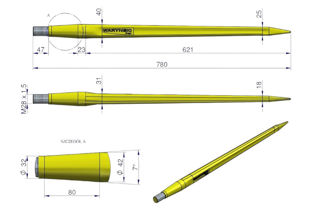 ZĄB ŁADOWACZA PROSTY L-780MM WARYŃSKI