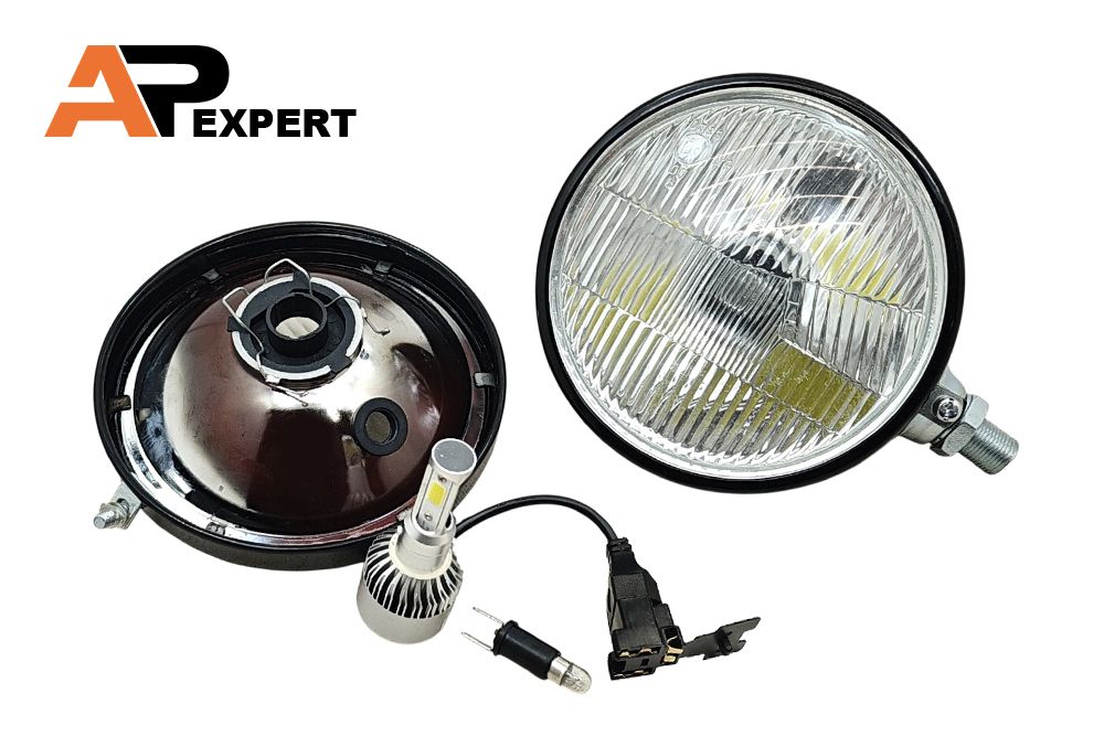ZESTAW KOMPLET LAMP PRZEDNICH Z POZYCJĄ ŻARÓWKA  H4 LED URSUS C-330/C-360 3P METAL