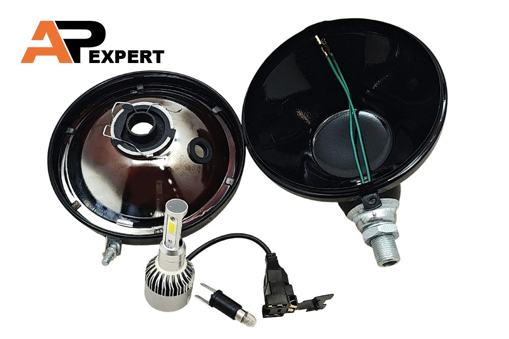 ZESTAW KOMPLET LAMP PRZEDNICH Z POZYCJĄ ŻARÓWKA  H4 LED URSUS C-330/C-360 3P METAL