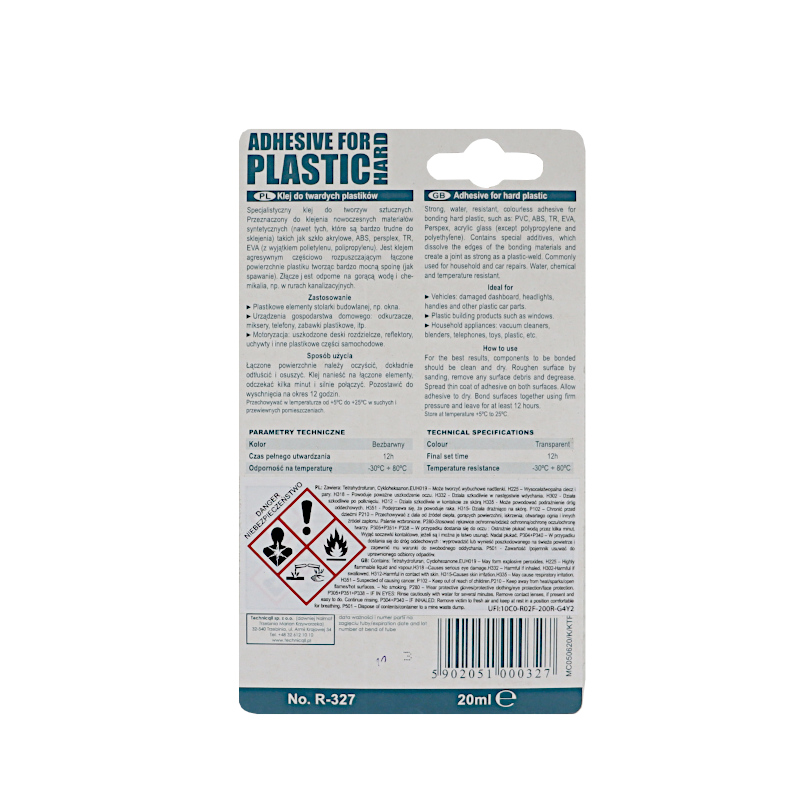 Klej do twardych plastików 20ml mocny wodoodporny bezbarwny R-327 Technicqll
