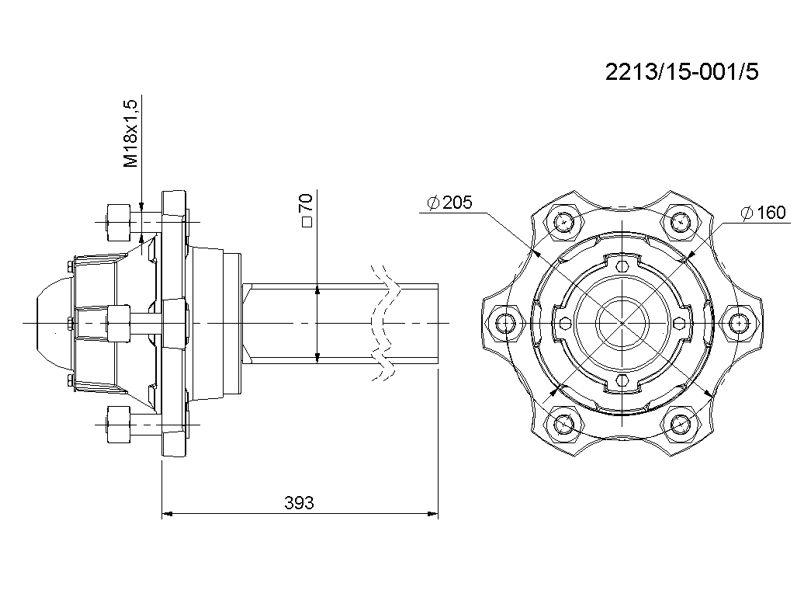 Półoś kompletna L370x kwadrat  70