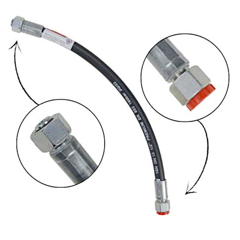 Przewód wąż hydrauliczny 275 bar gwint M22x1,5 prosta stożek/prosta płasko  L-500mm DN12-2SN 27,5MPa PZL HYDRAL