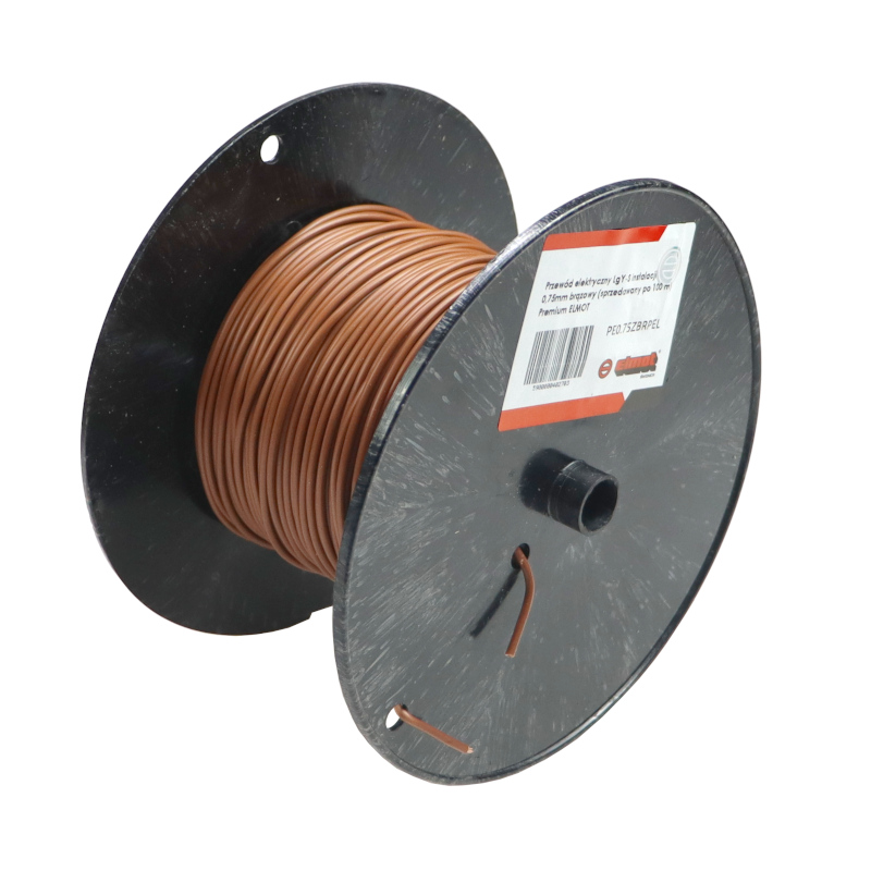 Przewód kabel elektryczny LgY-S instalacji 0,75mm brązowy (sprzedawany po 100 m) Premium ELMOT