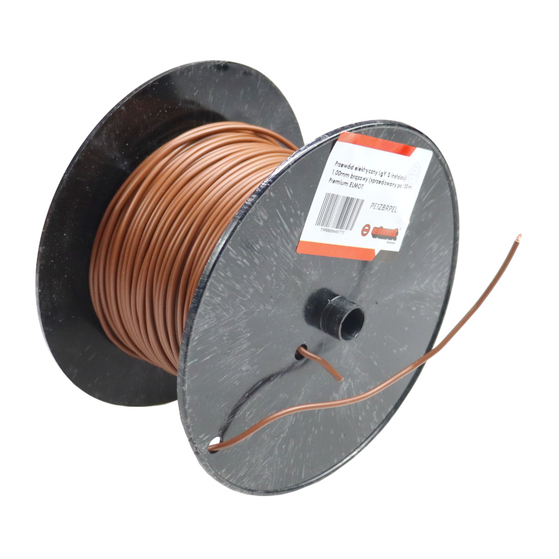 Przewód kabel elektryczny LgY-S instalacji 1,00mm brązowy (sprzedawany po 100 m) Premium ELMOT