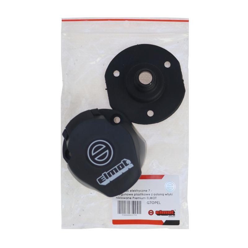 Gniazdo elektryczne 7 - biegunowe plastikowe z osłoną 12/24V wtyki niklowane Premium ELMOT