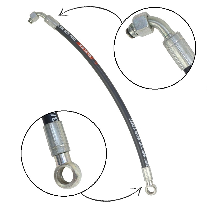 Przewód hydrauliczny DN10 330 bar kolano DKOL 90 DN10 M18X1.5 12L / oczko RNM P01 DN10 D18 L-470mm DN10-2SN PZL Hydral