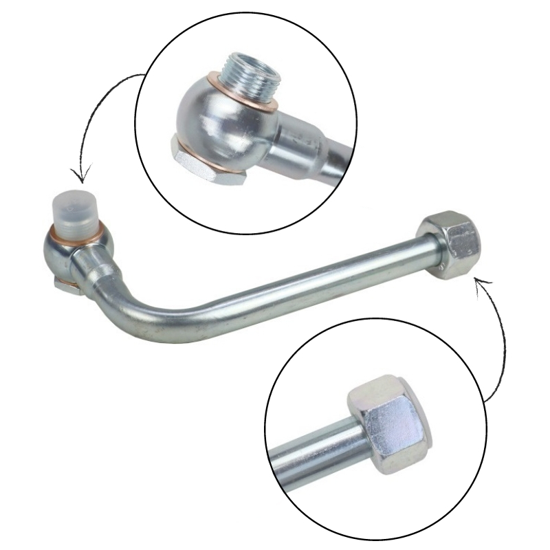 Rurka wygięta 90 stopni FI-15 z oczkiem 18mm długość 200mm HYDRAL