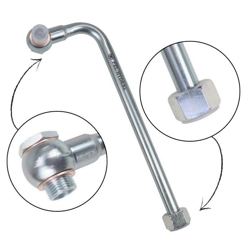 Rurka wygięta 90 stopni FI-15 z oczkiem 18mm długość 300mm HYDRAL