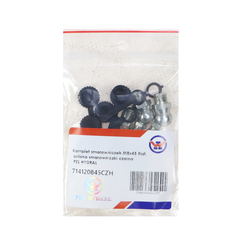 Komplet smarowniczek M8x45 5szt, osłona smarowniczki czarna PZL HYDRAL