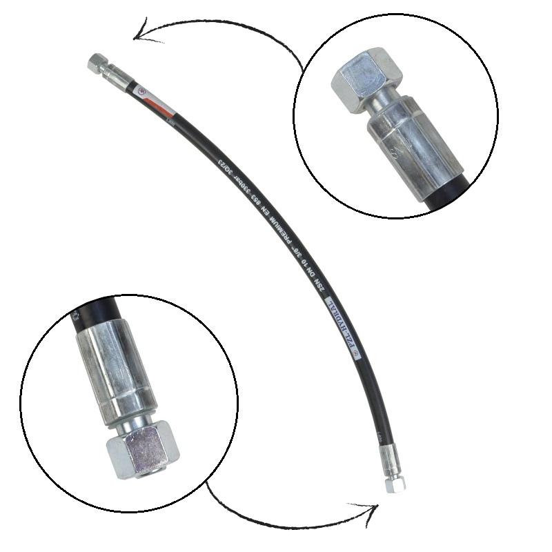 Przewód hydrauliczny 330 bar gwint M18x1,5 proste (DKOL - DKOL) L-670mm DN10-2SN (AA-10-670, P11P11) 33MPa PZL HYDRAL