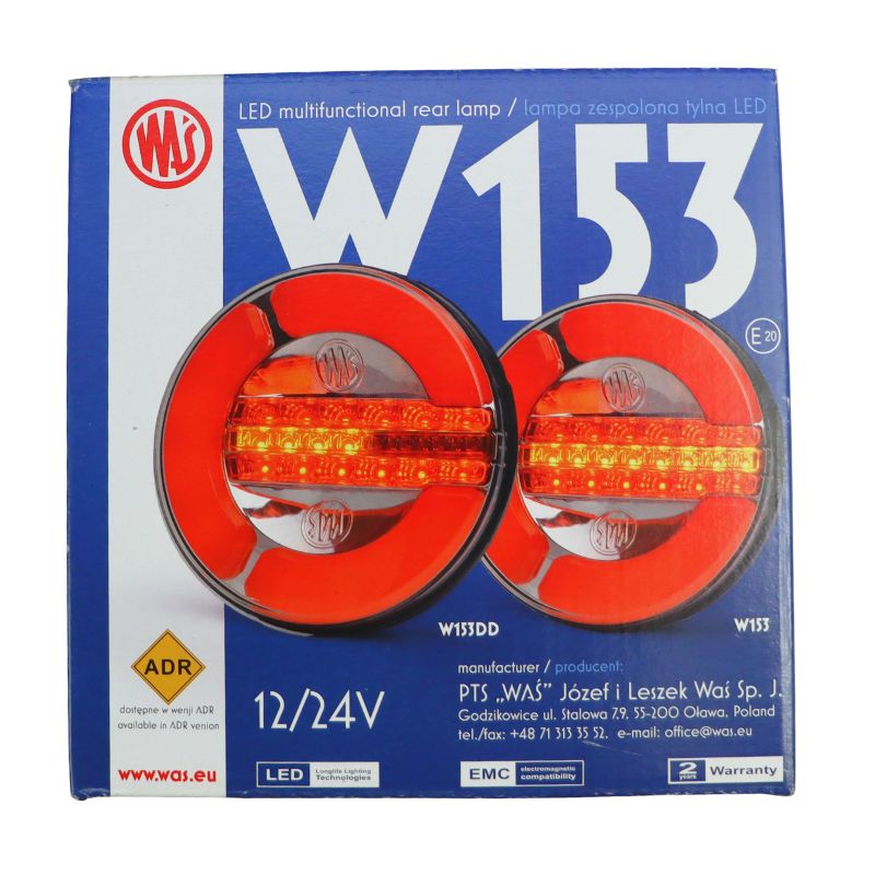 Lampa zespolona tylna W153DD z kondensatorem dynamicznym kierunkowskazem 12V/24V wodoodporna IP68 LED neon złącze bajonet