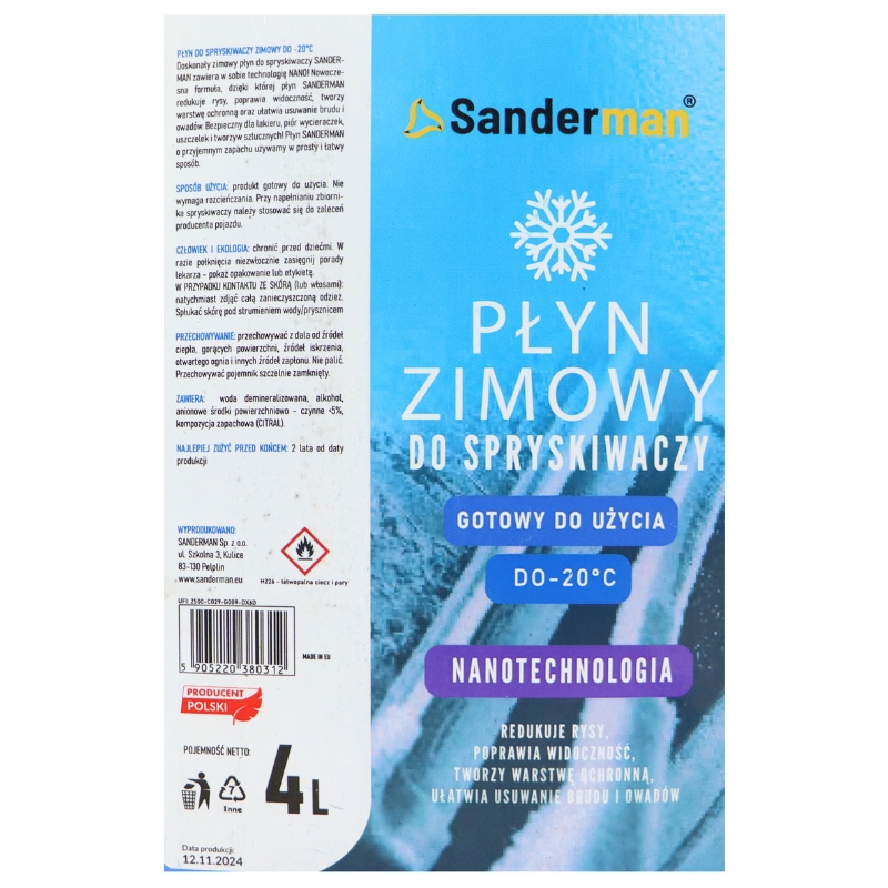 Płyn do spryskiwaczy zima 4l -20 st