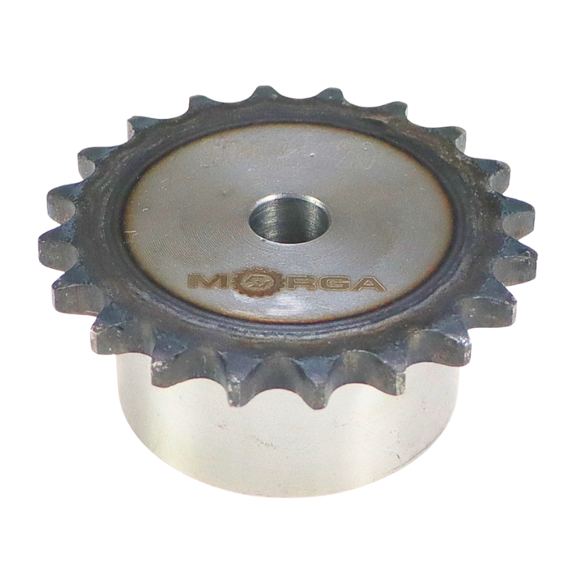 Koło zębate łańcuchowe hartowane z kołnierzem, piastą 06B-1 (R1 3/8) Z-20 średnica zewnętrzna 64,6 mm MORGA