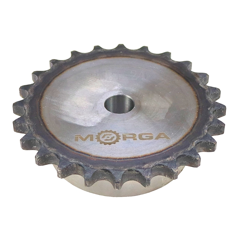 Koło zębate łańcuchowe hartowane z kołnierzem, piastą 08B-1 (R1 1/2) Z-24 średnica zewnętrzna - 102,1 mm MORGA
