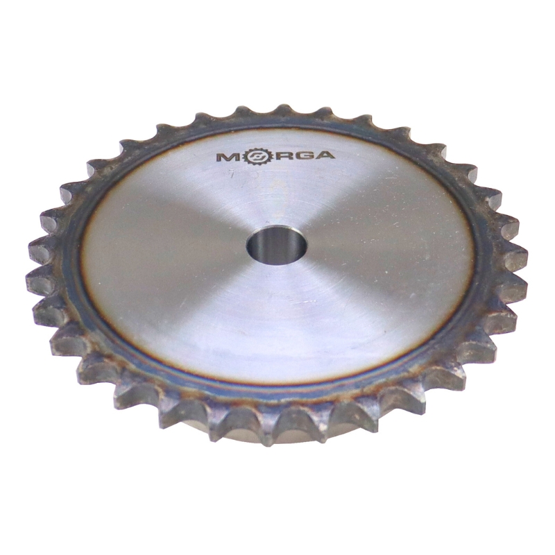 Koło zębate łańcuchowe hartowane z kołnierzem, piastą 08B-1 (R1 1/2) Z-32 średnica zewnętrzna - 134,4 mm MORGA