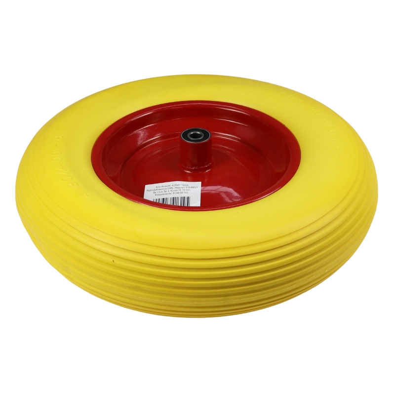 Koło do taczki 4.00-8 czerwona felga oś FI-12mm pełne
