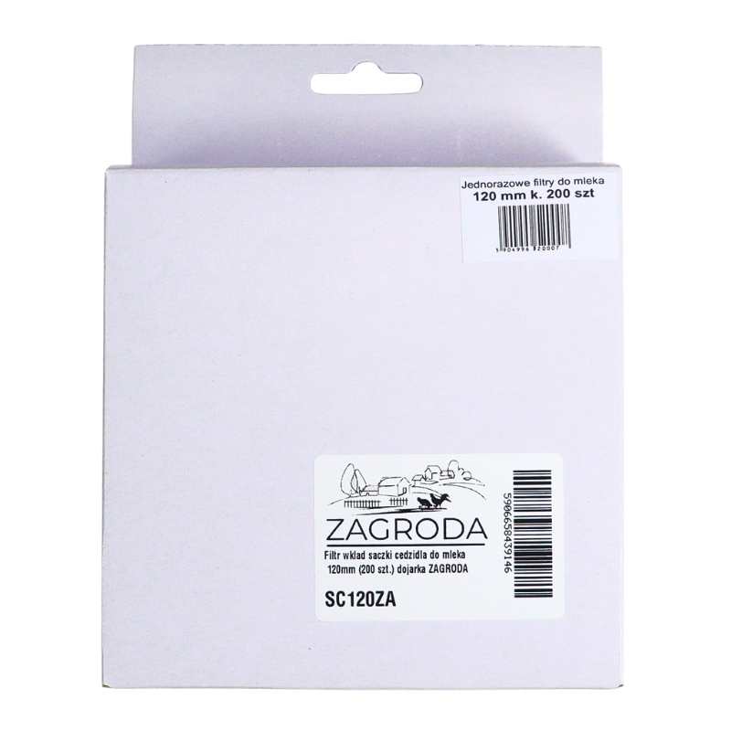 Filtr wkład sączki cedzidła do mleka 120mm (200 szt.) dojarka ZAGRODA
