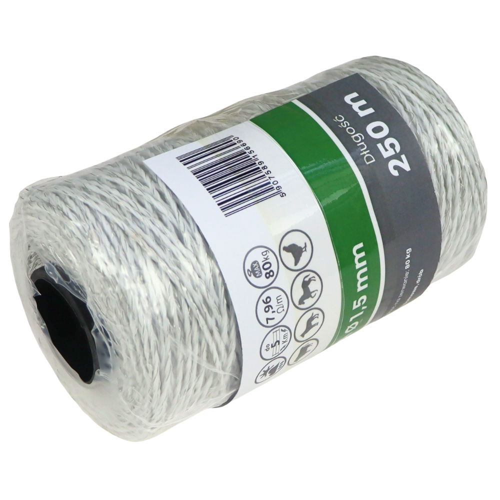 Plecionka ogrodzenia elektryzatora pastucha 3 x 0.16mm odporna na UV 250m biała  ZAGRODA