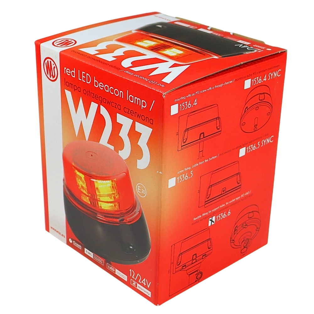 Lampa ostrzegawcza LED 12-24V błyskowa kogut IP6 mocowanie na trzpień WAŚ