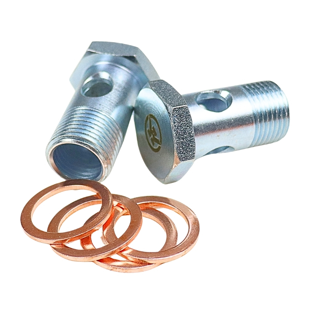 Komplet zestaw śrub przelewowych hydrauliki M18x1,5x32/38 o zwiększonym przepływie 3-otwory PZL Hydral