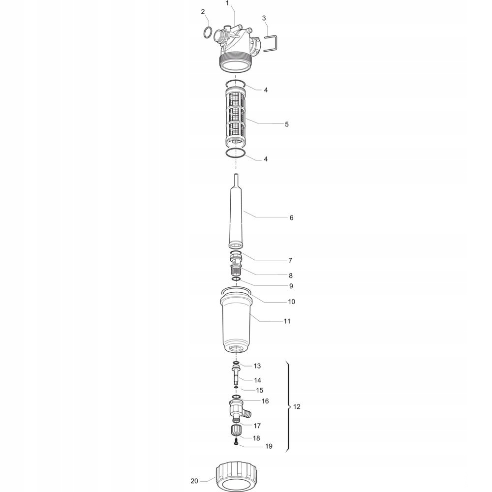 Filtr tłoczny do opryskiwacza T5 Ż/M samoczyszczący 210l 50 mesh Filtr ARAG
