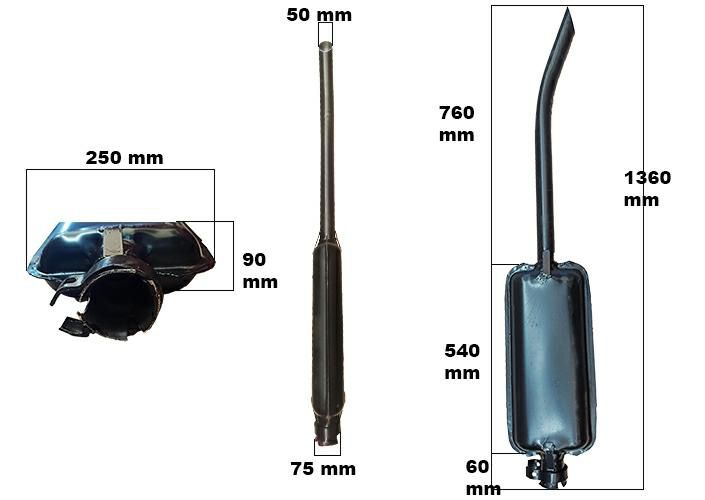 Tłumik długi do MTZ L=136cm Rura 800mm 601205015-UA-D