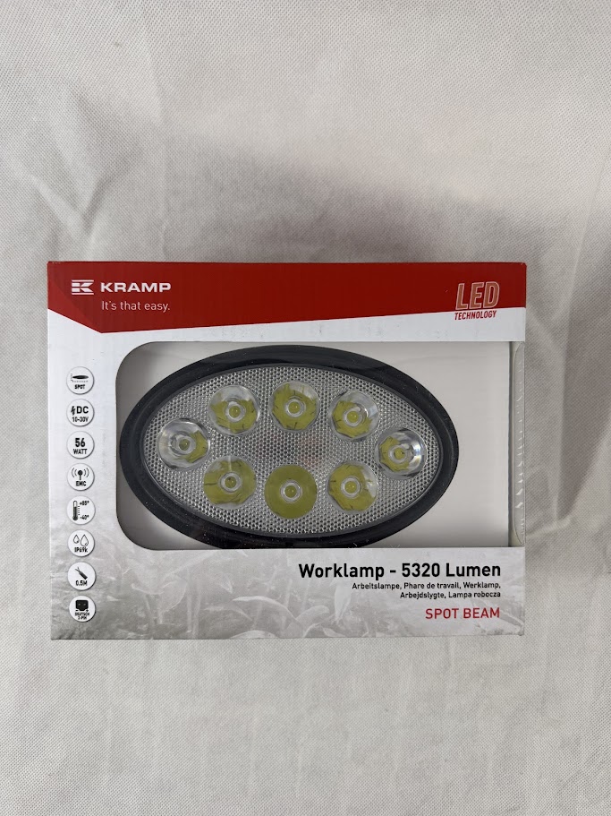 Lampa robocza LED 56W 5320 lm 12V 24V owalna – boczne mocowanie Kramp