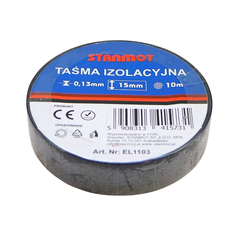Taśma izolacyjna czarna 15mm x 10m 12837