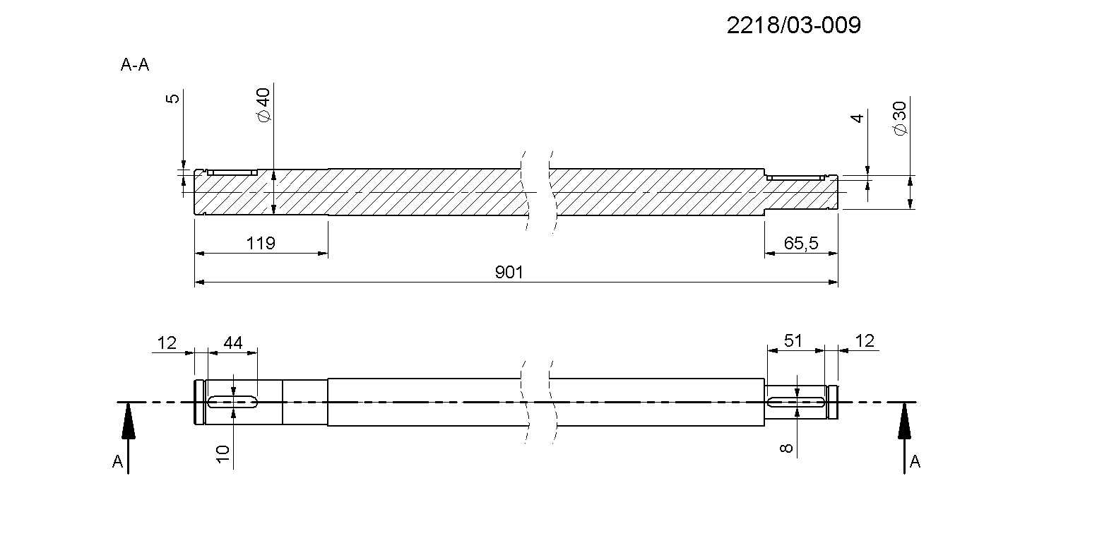 Wałek napędu adaptera L-901mm rozrzutnik obornika Rolmus 15831