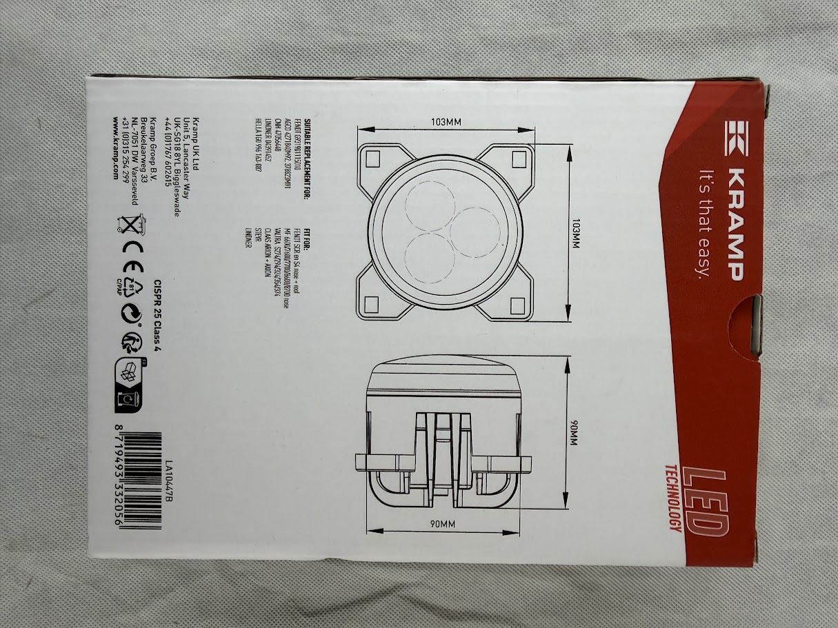 Lampa robocza LED Kramp okrągła 42W 4200 lm 10–30V Ø90 mm światło rozproszone H11/Deutsch 3 LED