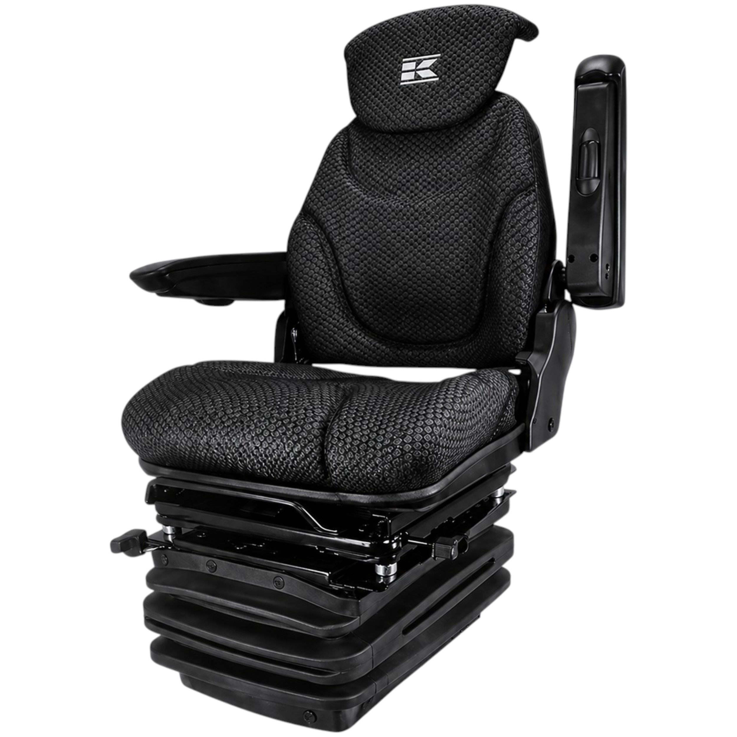 Siedzenie pneumatyczne Kramp K-Lux SKL8202510BB 12V do ciągnika i maszyny, czarne