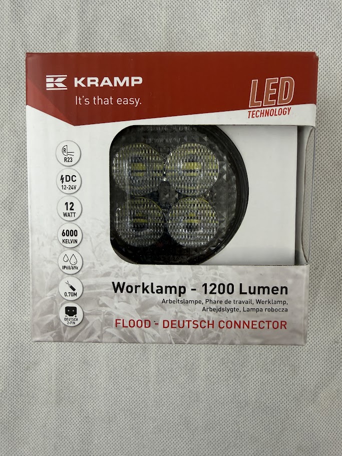 Lampa robocza LED okrągła Kramp 12W 1200 lm 12/24V 65,7×85,8×35 mm światło rozproszone Deutsch 8 LED