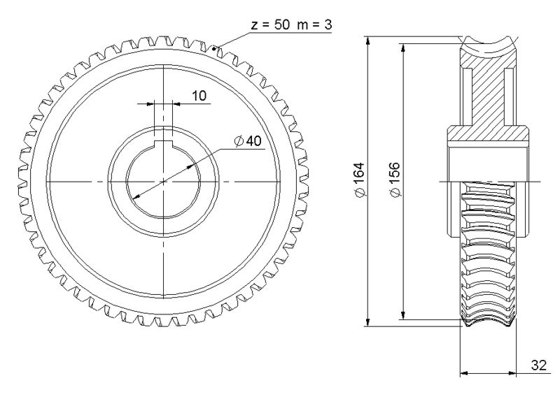 Koło ślimakowe FI-40mm Z-50 do rozsiewacza Rolmus 29909