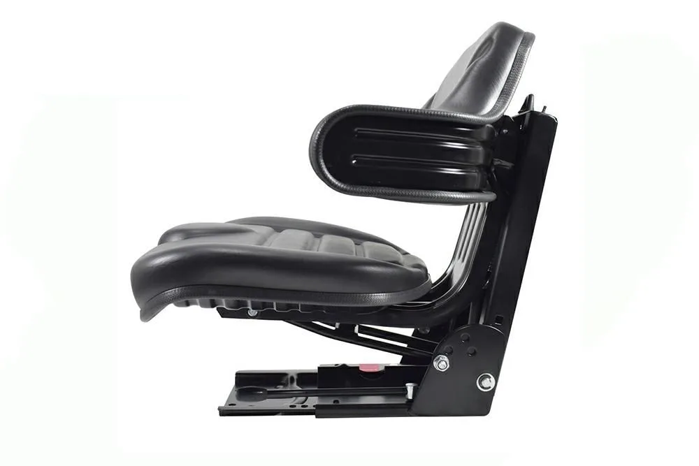 Siedzenie uniwersalne PVC dzielone z podłokietnikami fotel do ciągnika amortyzowane C330 C360 Zetor MTZ T25 ECO 110 PVC BLACK