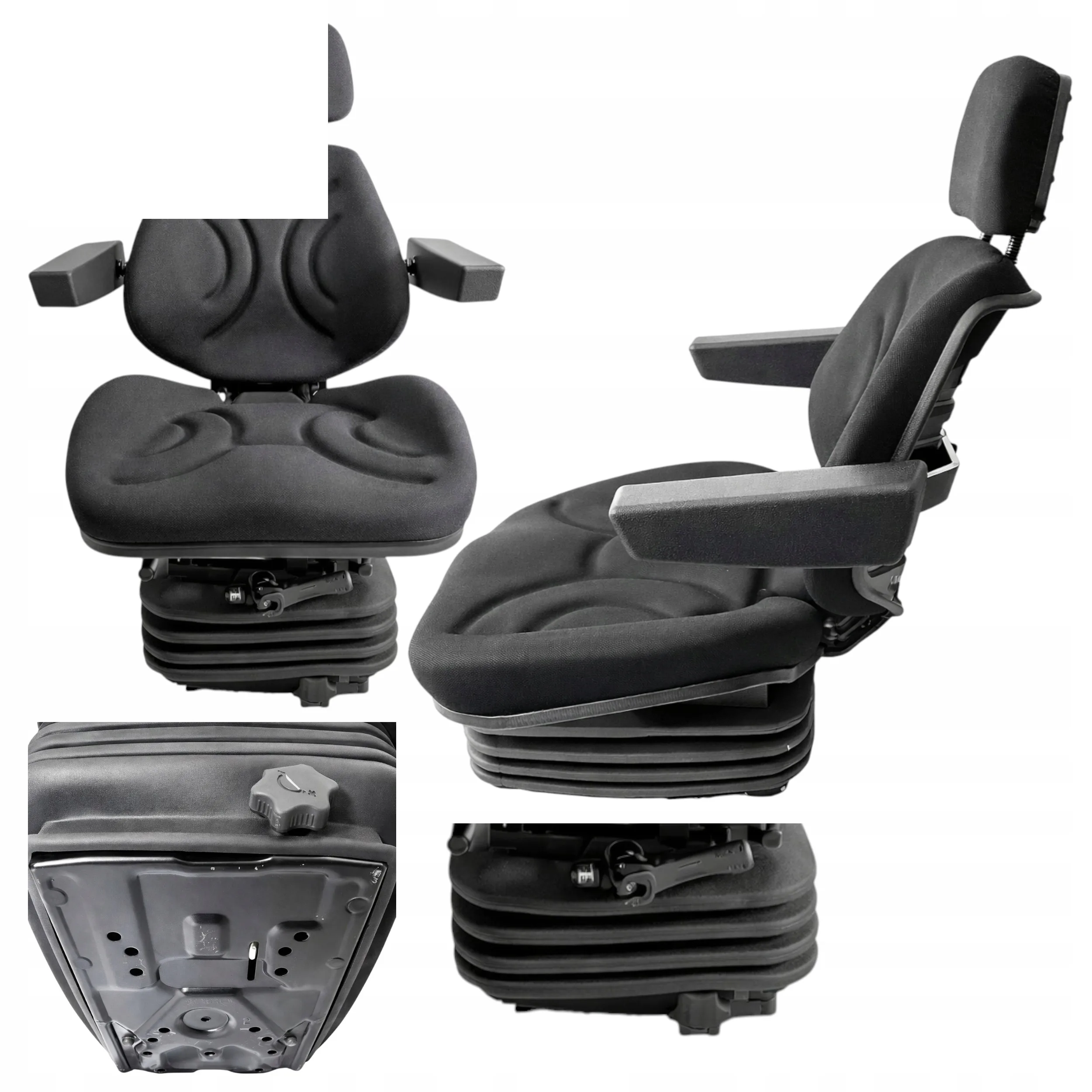 Czarne siedzenie welurowe ST PLUS BSV1 do Ursus C-330 C-360 Zetor MTZ