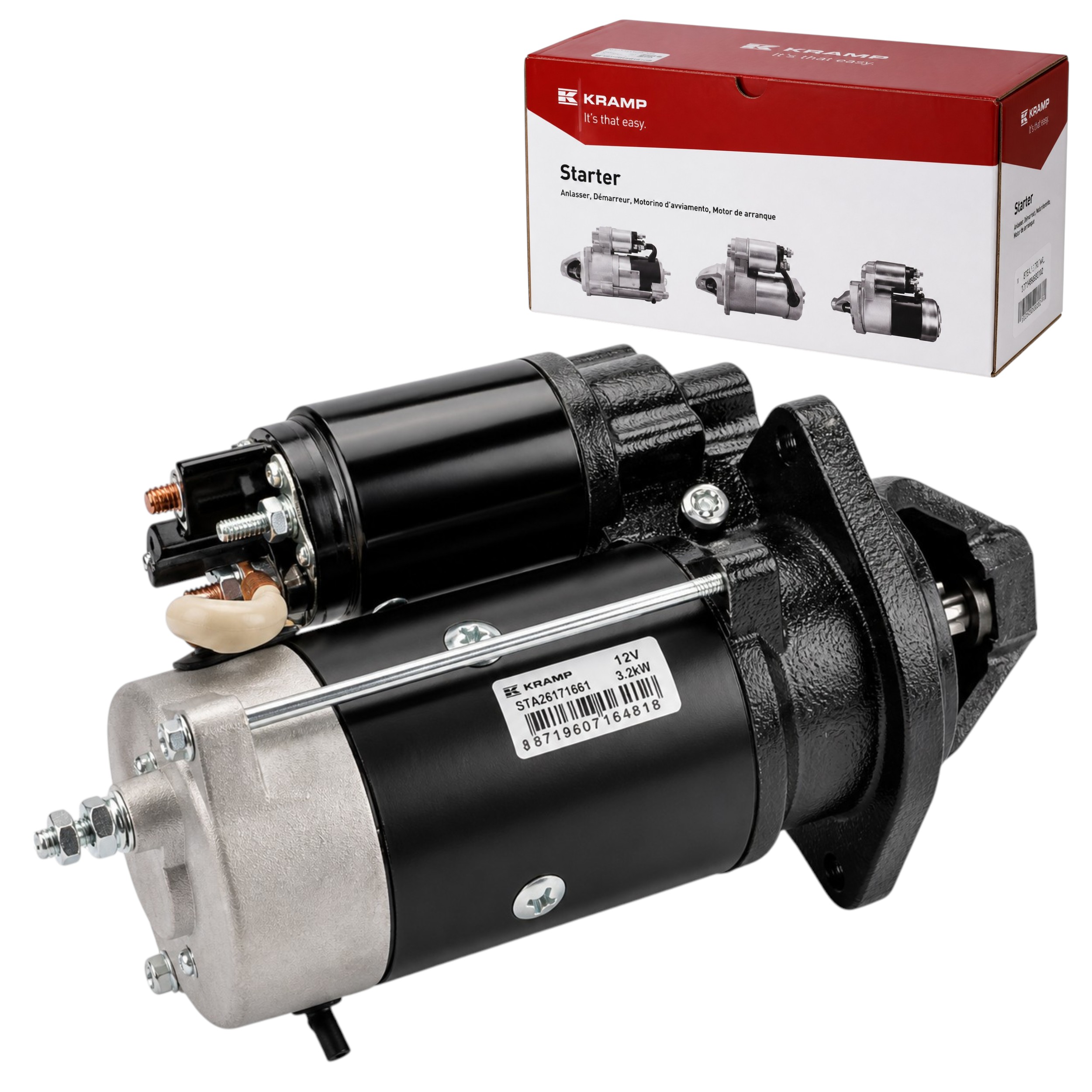Rozrusznik 12V 3,2 kW 10 zębów z reduktorem Kramp STA26171661 do Perkins Landini MF Manitou