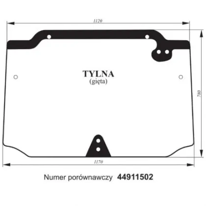 Szyba tylna gięta zielona do Case 32891