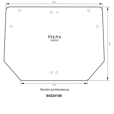 Szyba tylna gięta zielona do Case Farmall 32893