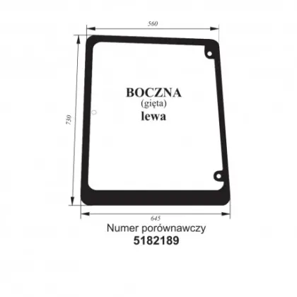 Szyba boczna lewa gięta zielona do Case 32894