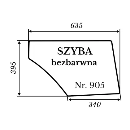 Szyba drzwi dół Ogrodnik kabina Szuszka 905 33955