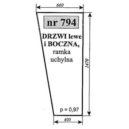 Szyba drzwi i boczna do kombajnu Bizon Naglak 35269