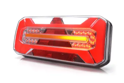 Lampa zespolona tylna prostokątna W184DD LED 12V/24V wodoodporna IP68 LED kierunek pływający neon lewa z przewodem 35562